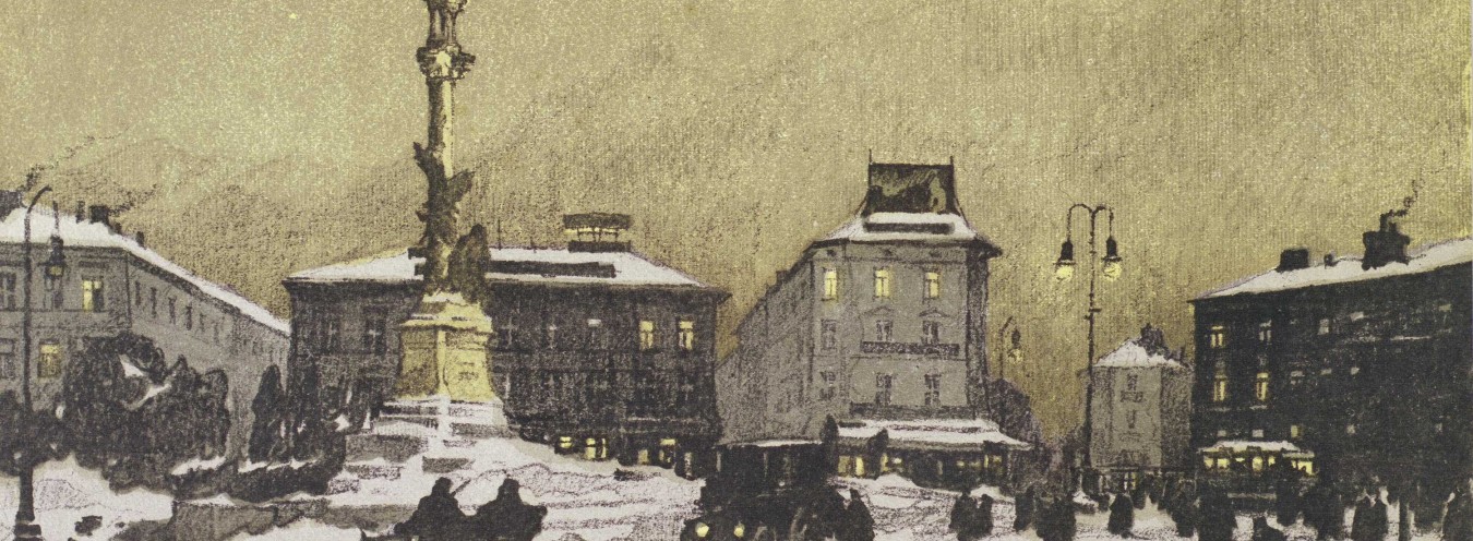 Odo Dobrowolski, Pomnik Mickiewicza we Lwowie litografia 1915