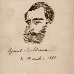 Autoportret Sienkiewicza rys. piórkiem 14 IV 1898 r