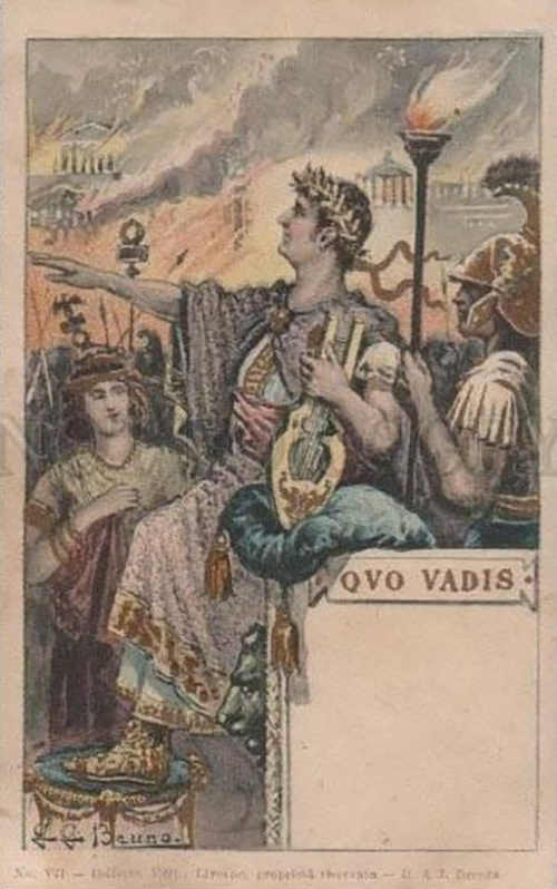 Garibaldi Giuseppe Bruno, ilustracja do Quo vadis (pocztówka, ok. 1900)