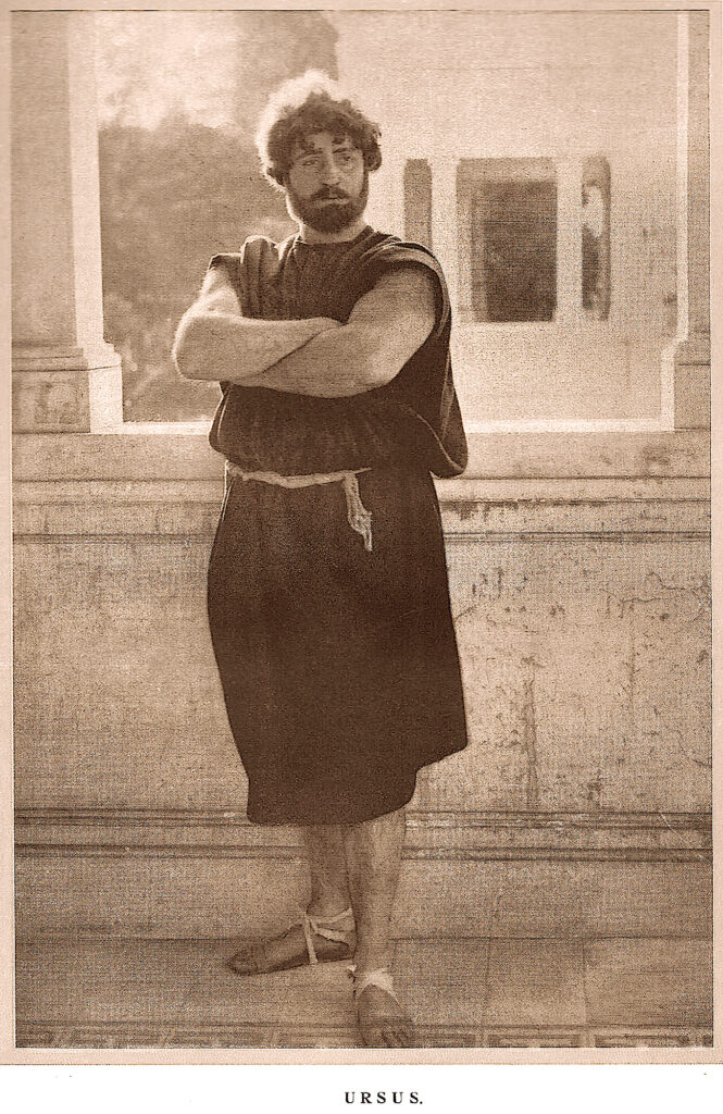 Bruto Castellani — Ursus w filmie Guazzoniego z 1913 roku. (Zdjęcie z „wydania fotografi cznego” Quo vadis w 1914 roku).