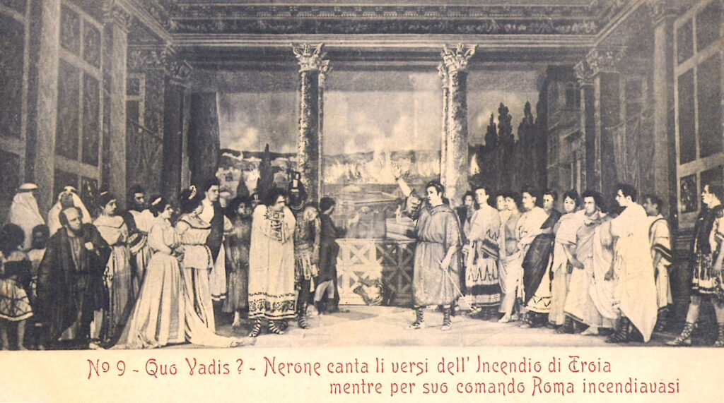 Teatralna przeróbka Quo vadis wystawiona w rzymskim teatrze Manzoni cieszyła się wielką popularnością i unieśmiertelniono ją nawet na serii pocztówek.