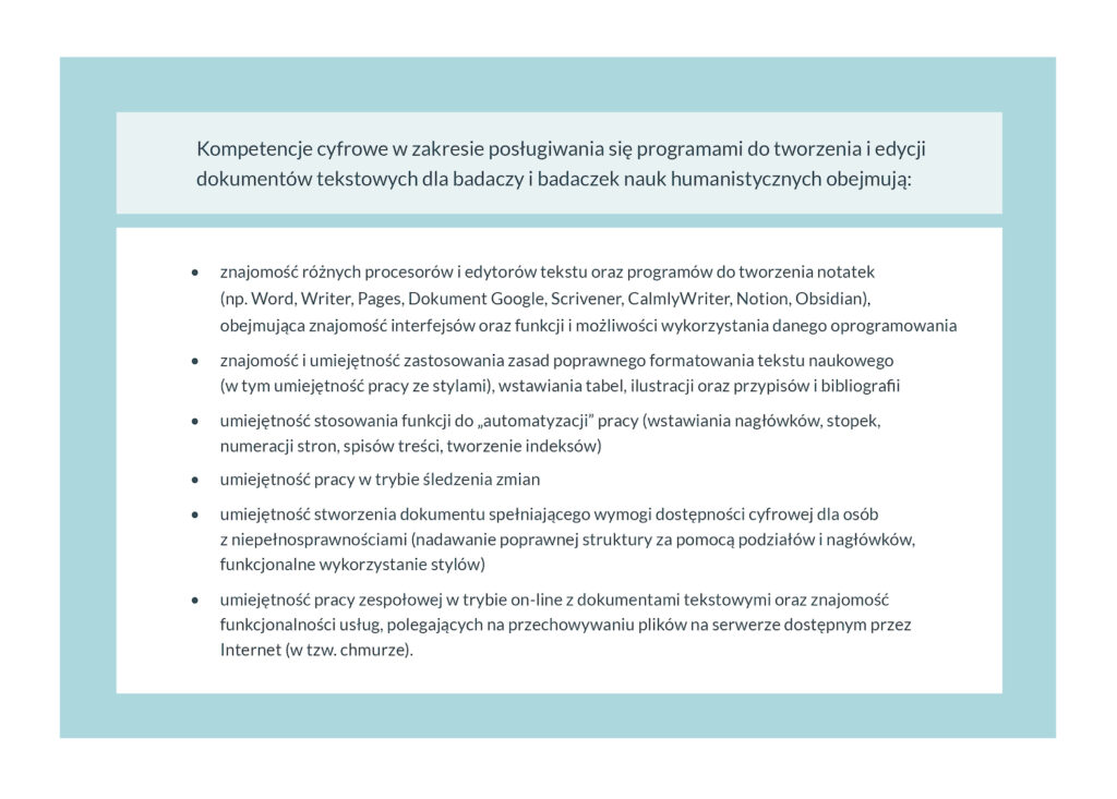 Tab. 2 Kompetencje cyfrowe w zakresie posługiwania się programami do tworzenia i edycji dokumentów tekstowych, źródło: oprac. własne