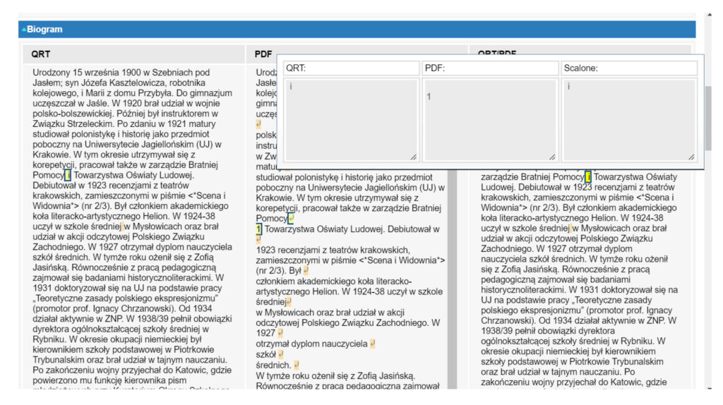 Il. 9 Ekran modułu poprawy importu danych (etap I) - edycja; źródło: oprac. własne