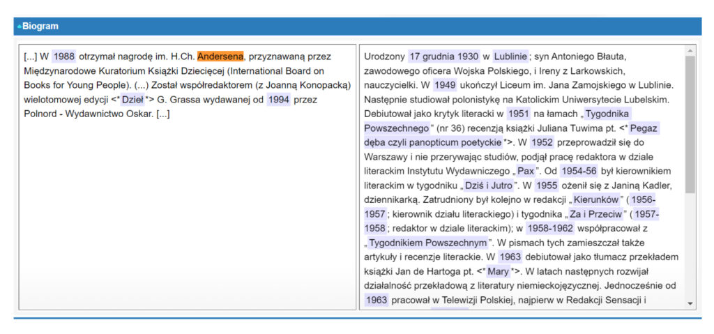 Il. 10 Ekran scalania biogramu (import - etap II); źródło: oprac. własne