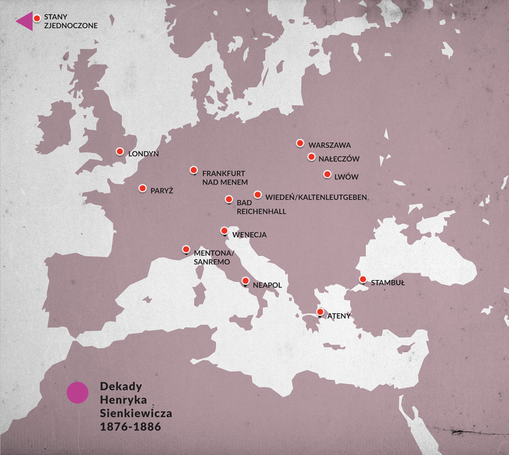 Il. 12 Interaktywna mapa Europy z kolekcji Przestrzenie Henryka Sienkiewicza, oprac. graficzne Paweł Ryżko, źródło: nplp.pl