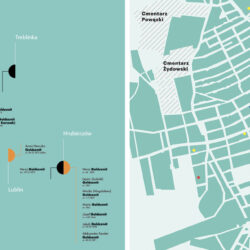 Il. 14 Infografika/mapa i mapa Warszawy z kolekcji Korzenie Janusza Korczaka, rys. Paweł Ryżko, źródło: nplp.pl