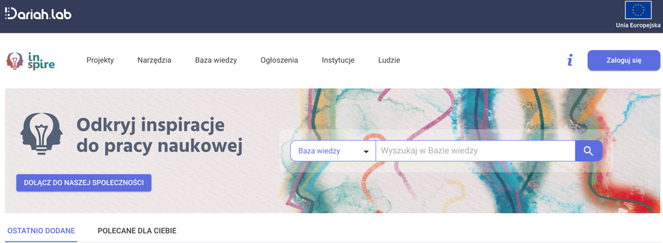 Il. 9 Platforma wymiany wiedzy oraz danych o nauce i kulturze Dariah.lab Inspire